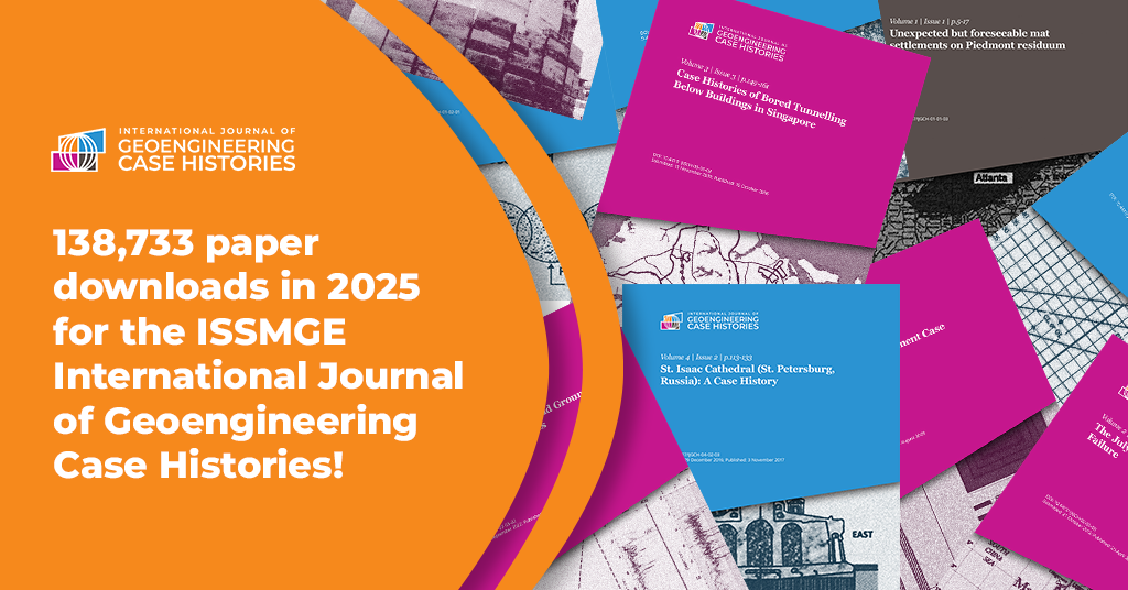 138,733 paper downloads in 2025 for the ISSMGE International Journal of Geoengineering Case Histories!